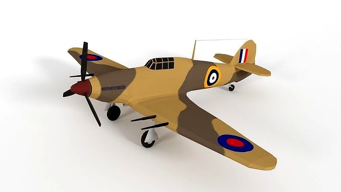 Low Poly Hawker Hurricane MK IIC WW2 Airplane