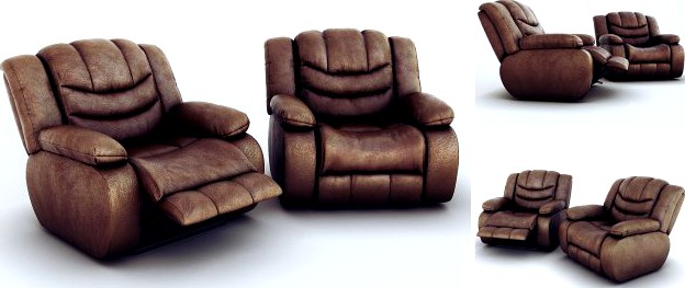 Ashley Revolution Burgundy Two Armchairs 3D Model