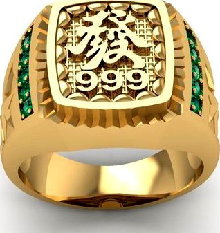 494 Lucky Diamond Men Ring Chinese | 3D
