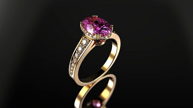 Pink Sapphire Ring In Oval Cut From Gemone Diamonds | 3D