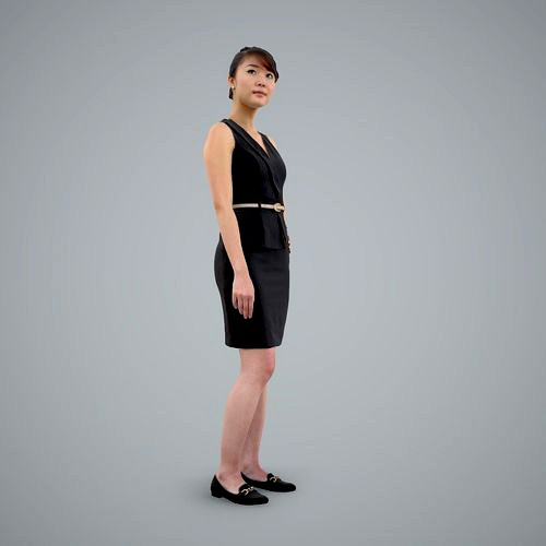 Classy Woman with Black Dress and Hair Bun BWom0100-HD2-O02P01-S