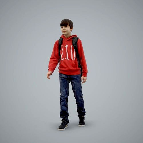 standing Casual Boy with Red Sweatshirt CBoy0004-HD2-O02P01-S