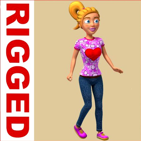 Girl Cartoon Rigged 03 3D Model