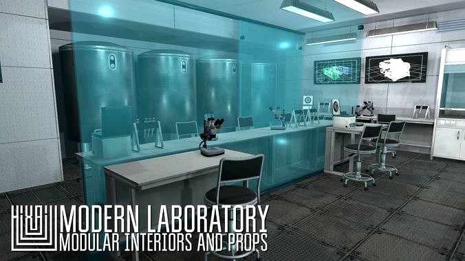 Modern laboratory - modular interiors and props