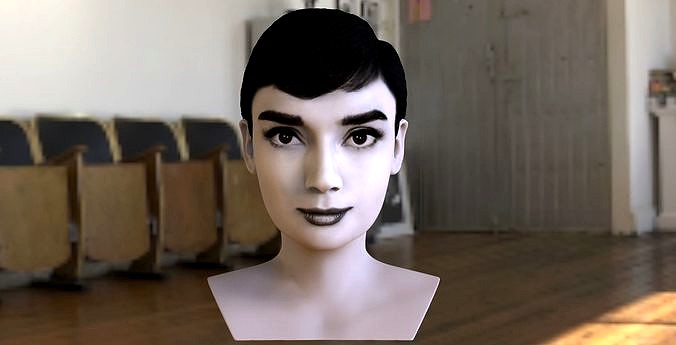 Audrey Hepburn black and white bust for full color 3D printing | 3D