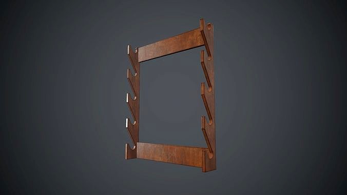Wooden Weapon Rack 5 PBR Game Ready