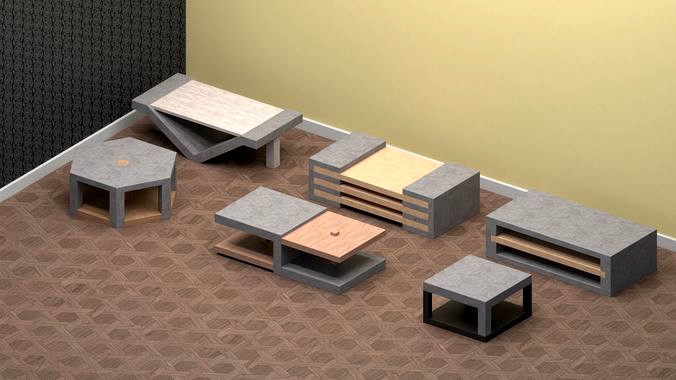 Concrete and Wood Coffee Table Collection