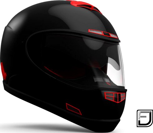 Black And Red Helmet H07 3D Model