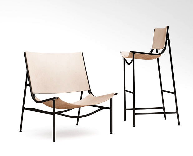 Lounge Chair GH  and Bar Stool in Blackened Laser-Cut