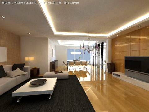 Dining  Living Room 008 3D Model