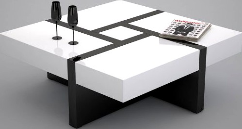 Coffee table Black and white 3D Model