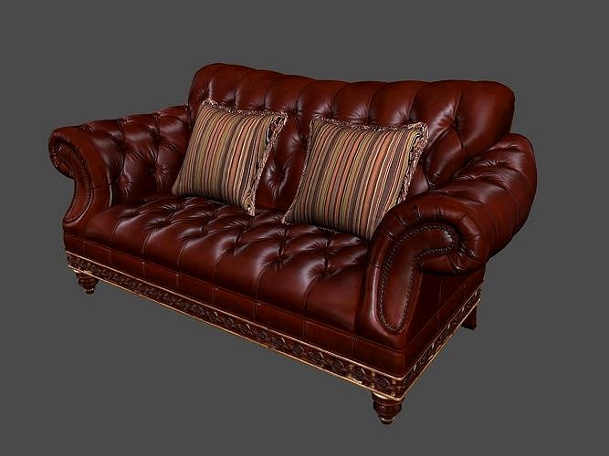 Photorealistic leather sofa Chair VR AR 3DModel