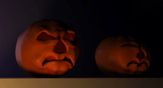Scary Evil Halloween Pumpkins Faces - 2 Items