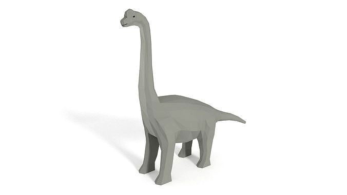 Low Poly Cartoon Brachiosaurus Dinosaur