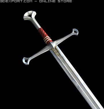 Medieval Long Sword Game Ready with 3 LODs 3D Model