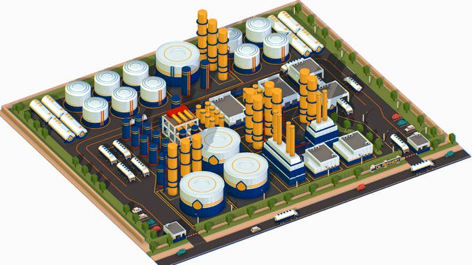 Isometric Complex Crude Oil Processing Plant