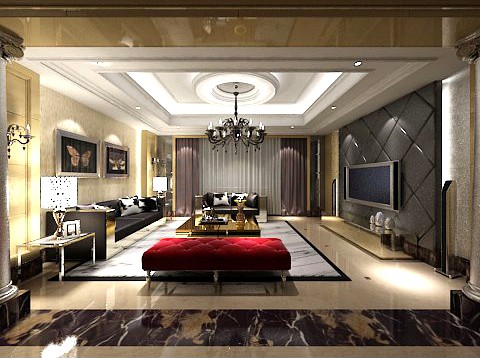 Photorealistic Living Room 0004 3D Model