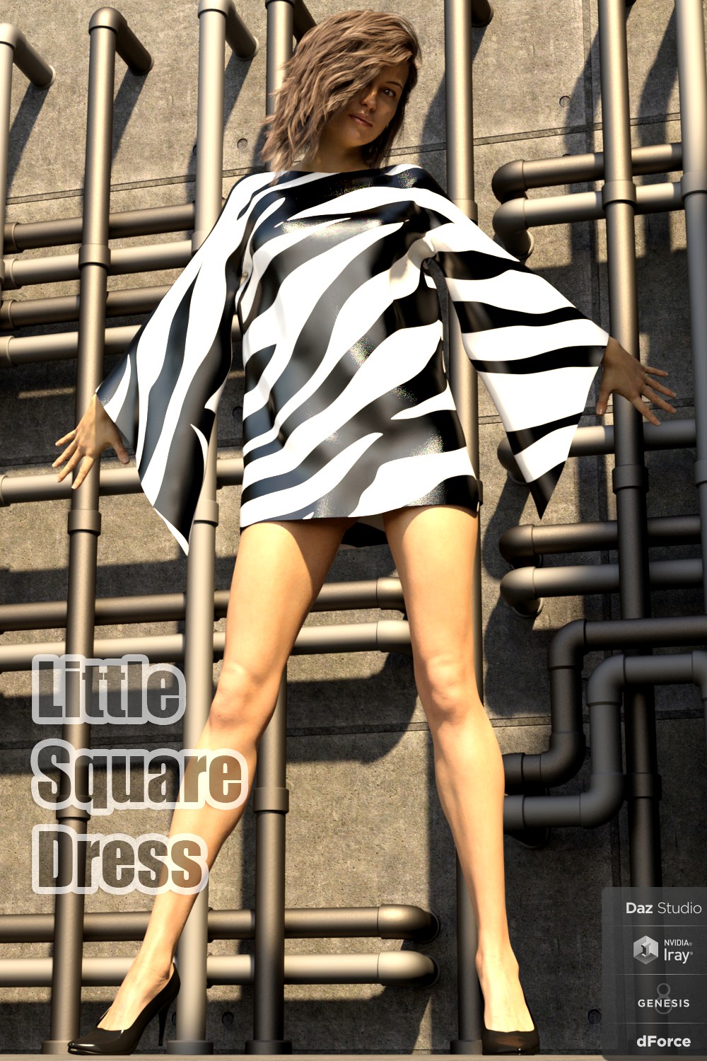 dForce Little Square Dress for Genesis 8 Female