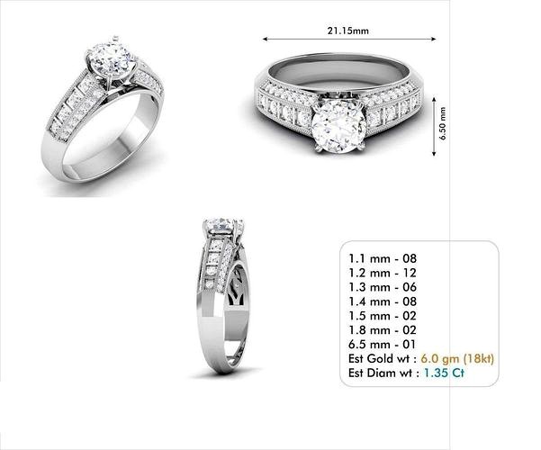 Silver Color Engagement Ring With Diamonds 60 | 3D