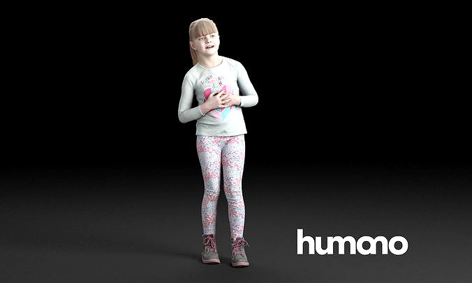 Humano Casual child girl in pink pants standing and talking 0209