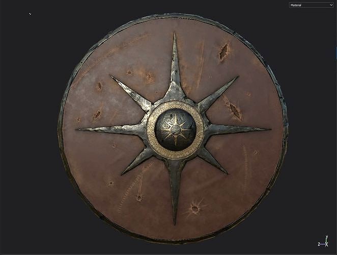 Viking historical leather-covered shield