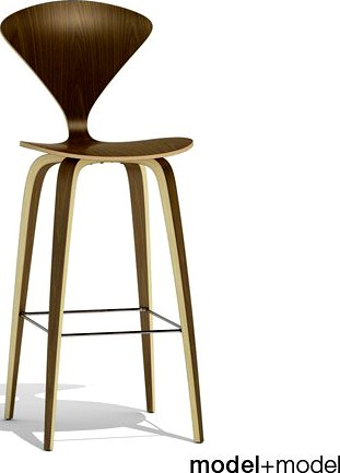 Cherner Wood base stool 3D Model