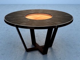 Leather Table with Lazy Susan