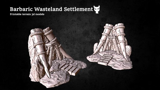 Barbaric Wasteland Settlement Printable Terrain Scatter | 3D