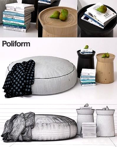 Modern Poufe n tufty from Poliform books tables and pears