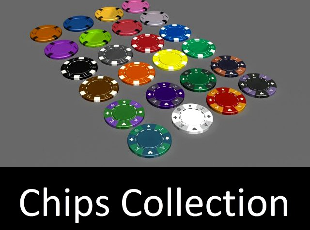 Casino Poker chips Collection 3D Model
