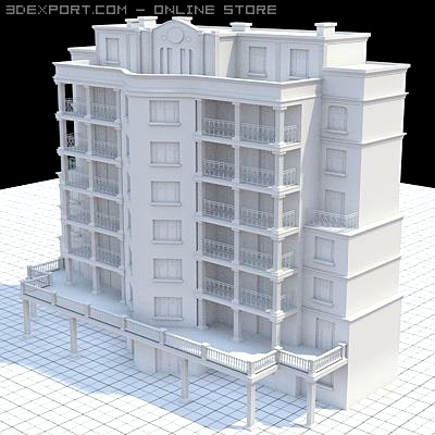 Modern highly detailed tenement house 3D Model