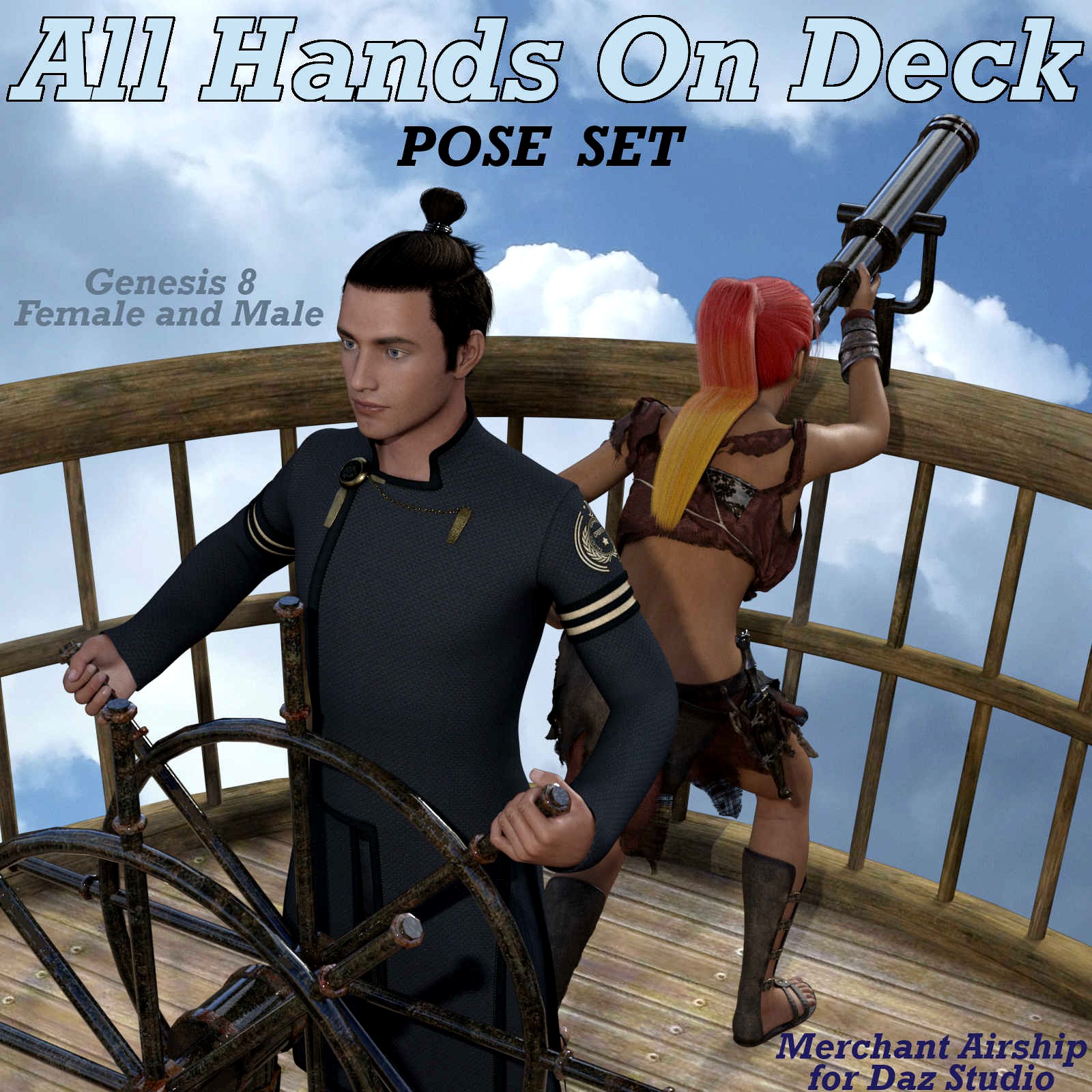 ALL HANDS ON DECK Poses for Merchant Airship DS and Genesis 8 Figures - G8F G8M