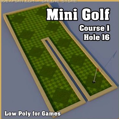 Low Poly Mini Golf Hole C1H16 3D Model