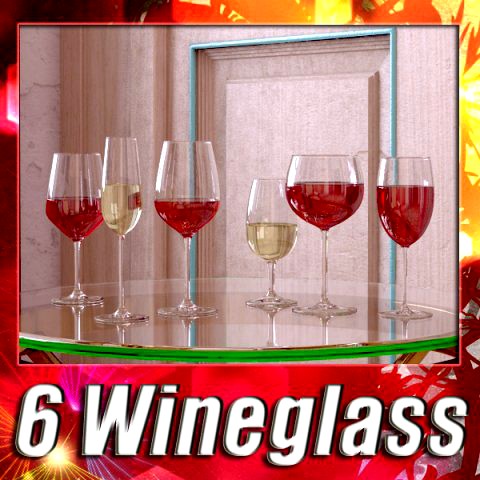6 Wine glass Collection 3D Model