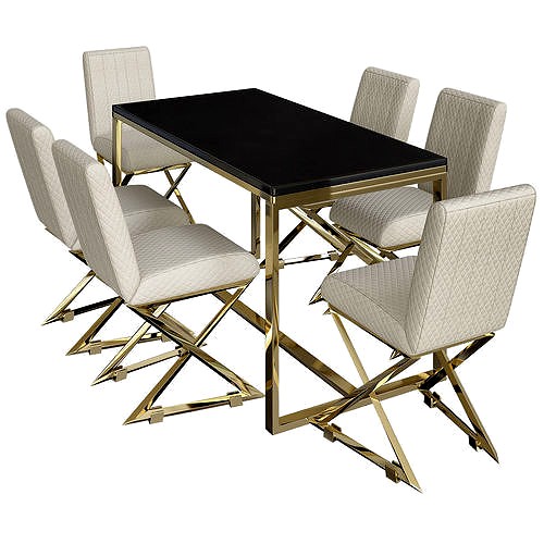 China Gold Mirror Stainless Steel Dining Table 3d model