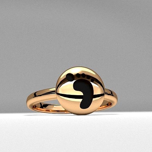 new fashion round baby footprint jewelry ring printable | 3D
