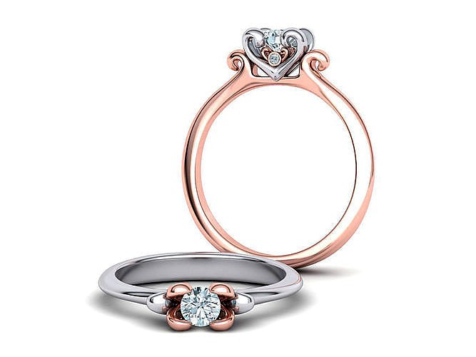 Own Design Heart Paradise Engagement ring with 4mm stone | 3D
