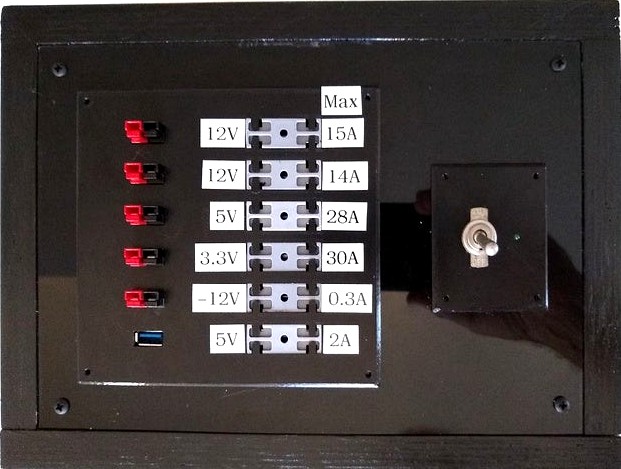 Fused ATX Power Supply Panel with Power Poles and USB Outlets