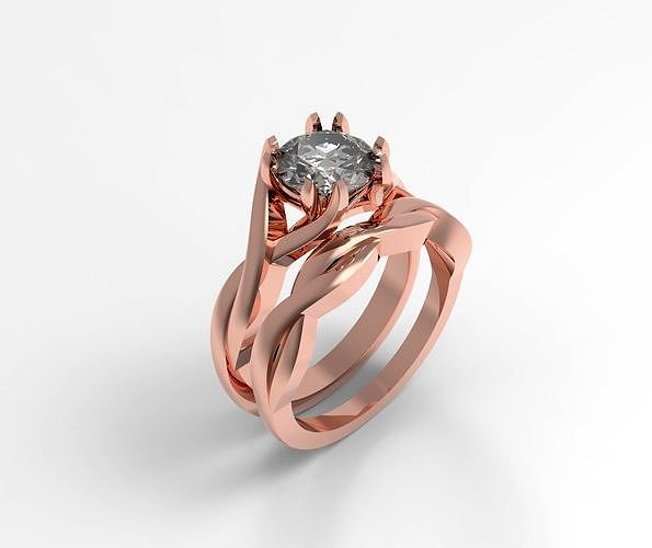 Model 193 Engagement Ring and Band | 3D