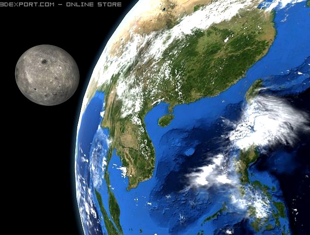 Earth and Moon 3D Model