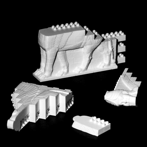 Montini Assyrian Winged Bull Wall Set (Lego Compatible) by leftspin