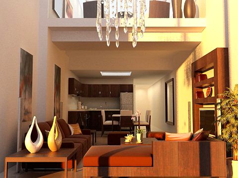 Bedroom  Living  Dining Room 072 3D Model