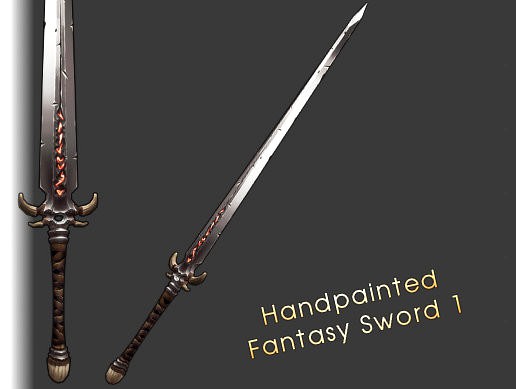 Hand Painted Fantasy Weapons - Sword 1