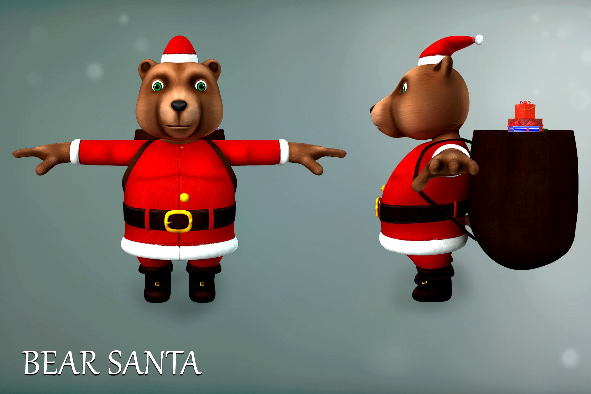 Bear Santa Character