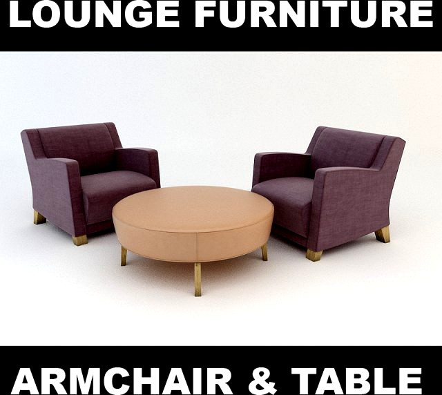 Armchair and Table 3D Model