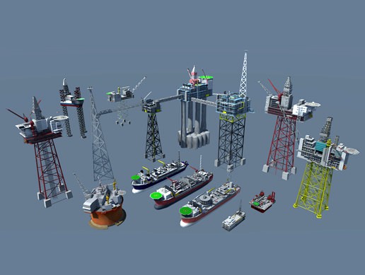 Oil rig, platform and FPSO 3D model pack