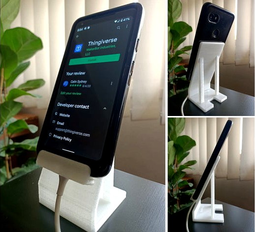 Mobile Phone Stand with charging cable support by calinsyd