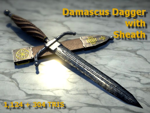 3D model of Damascus Dagger with Sheath