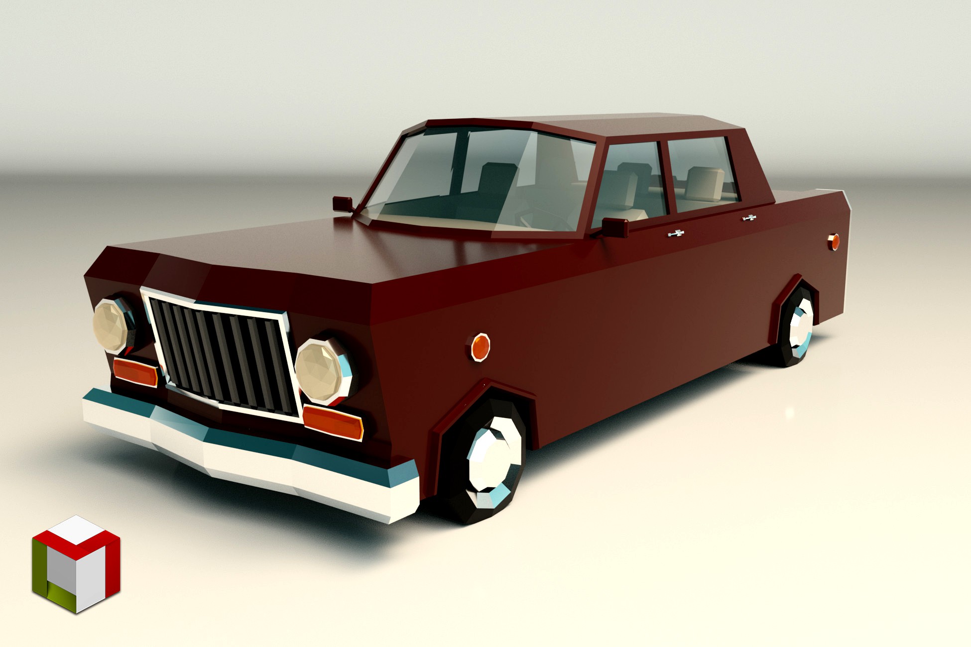 Low Poly Sedan Car 08