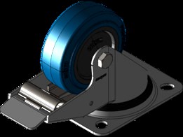 Kolo gibljivo z zavoro 80mm - Serija PR - modra elastična guma
